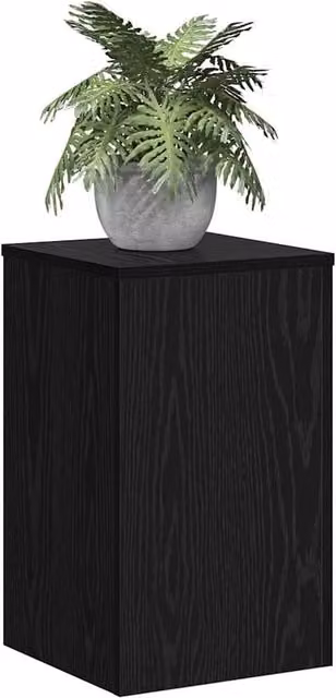 Berkfield Home Set of 2 Black Oak Plant Stands, W/D/H: 30 x 30 x 50 cm