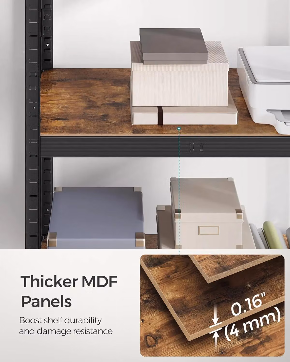 SONGMICS Heavy Duty Steel Shelving Unit with 5 Tool Free Tiers, Dark Brown, H: 180 cm, W: 90 cm – 5