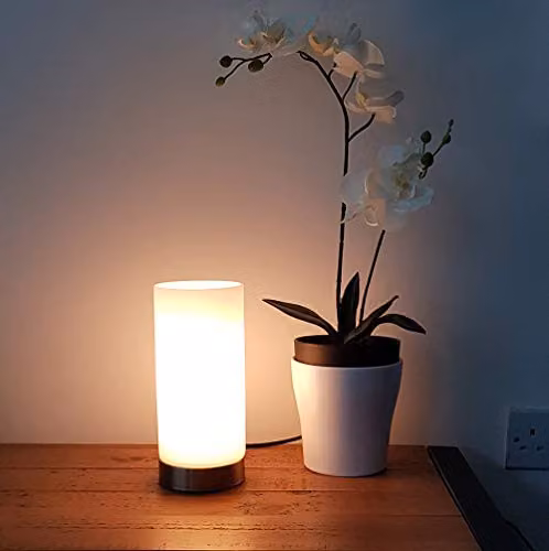 KLiving Lonsdale Touch Table Lamp in Brass and White Glass with E14 Base – 3
