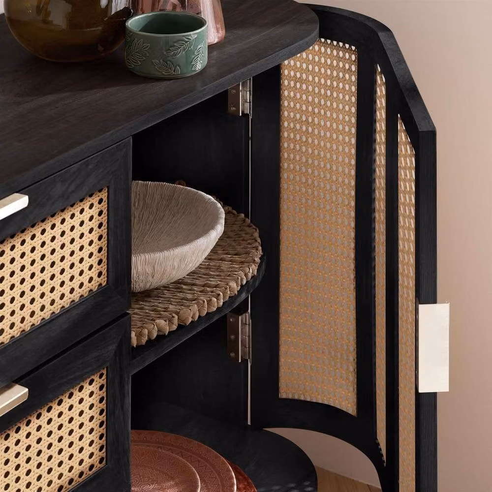 Birlea Noah Black Rattan 2 Door 3 Drawer Sideboard – 3
