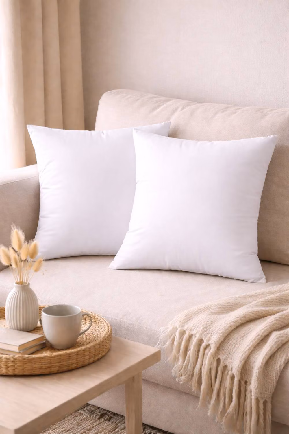 Homes-Linen Pack of 2 Anti-Allergy Square Cushion Inner Pads in White, W/D/H: 30 x 30 x 30 cm – 2