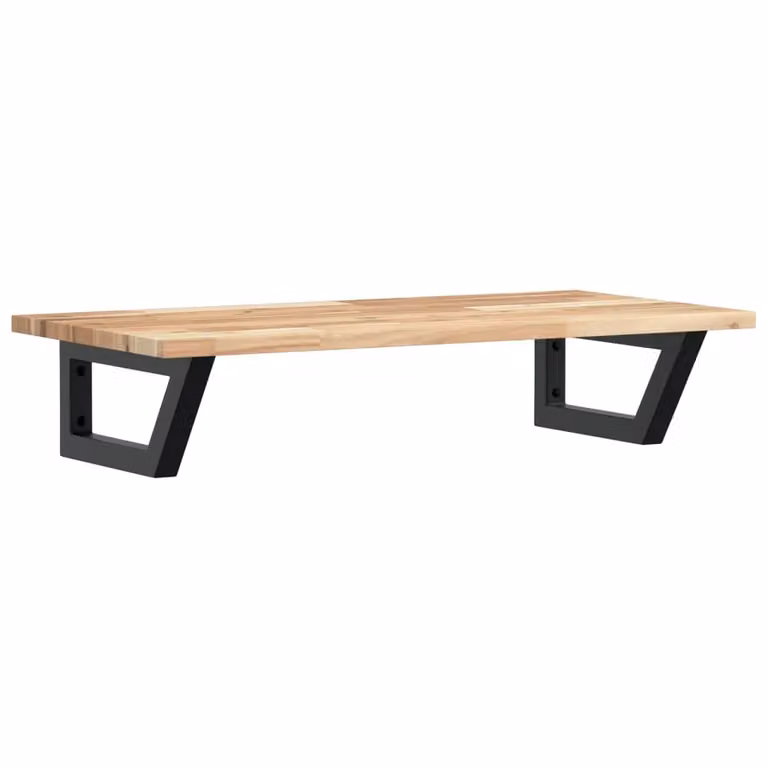 Berkfield Home Wall Mounted Basin Shelf in Brown Steel and Solid Acacia Wood
