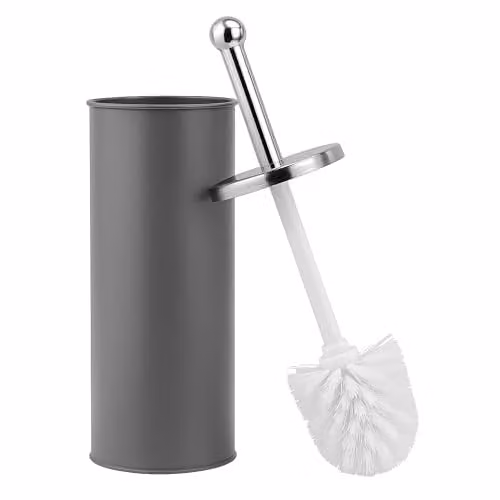 Novel Solutions Bristles Premium Toilet Brush and Holder Set in Grey with Stainless Steel Handle and Covered Design – 1
