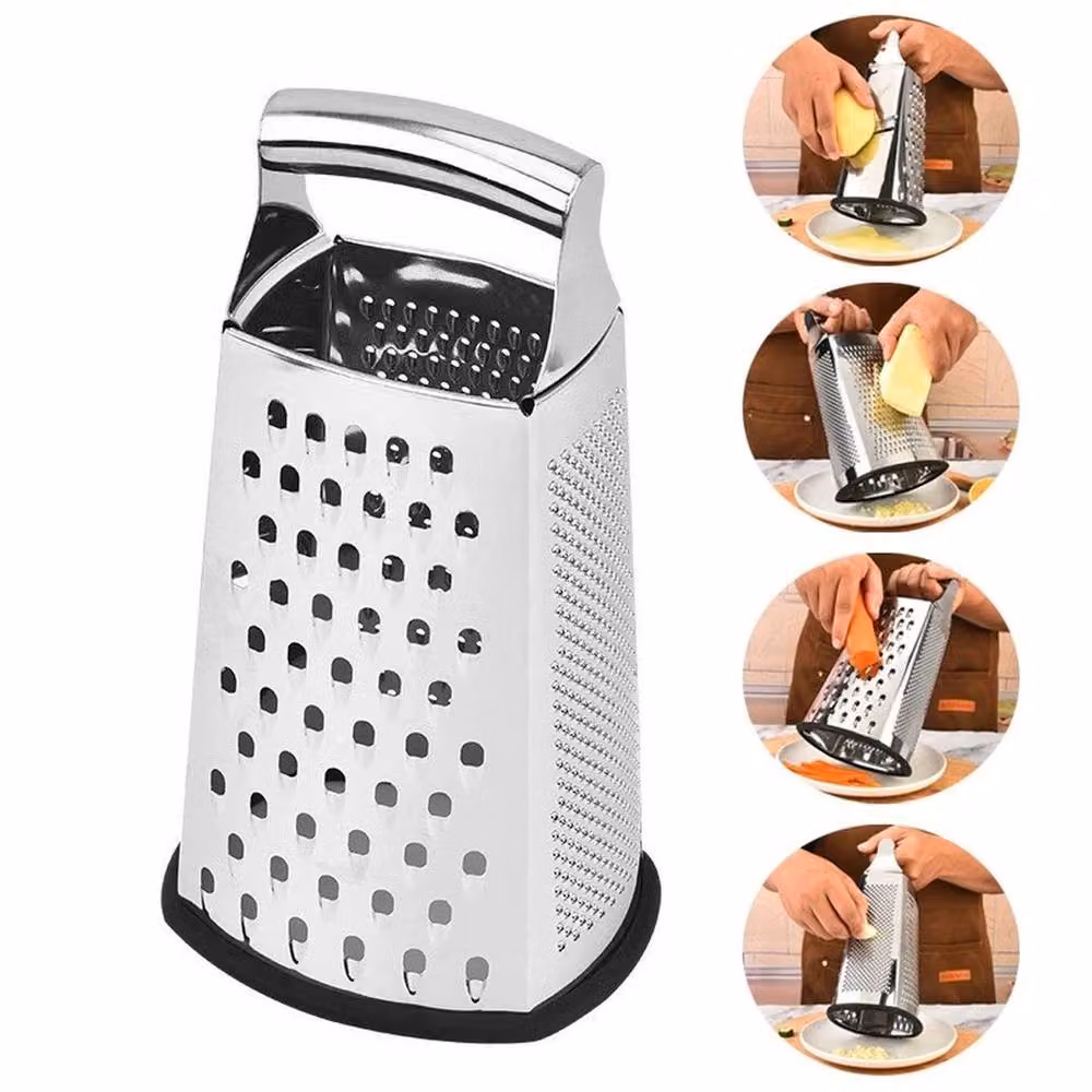 PAWNORA Stainless Steel 4 Sided Box Grater and Vegetable Slicer in Silver, W/D/H: 100 x 15 x 13.5 cm – 3