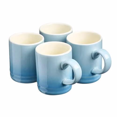 Cooks Professional 4 Piece Blue Stoneware Espresso Coffee Cup Set, 100ml Capacity