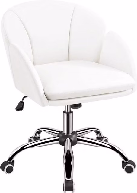 Kelvenix Modern White Synthetic Leather Swivel Task Chair for Home Office – 1