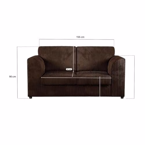SofaSelectionUk Ltd Jumbo Cord High Back 2-Seater Sofa in Brown – 3