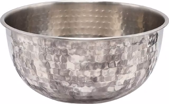 Buckingham Hammered Stainless Steel Round Salad Mixing Bowl, 2.3 l, Silver