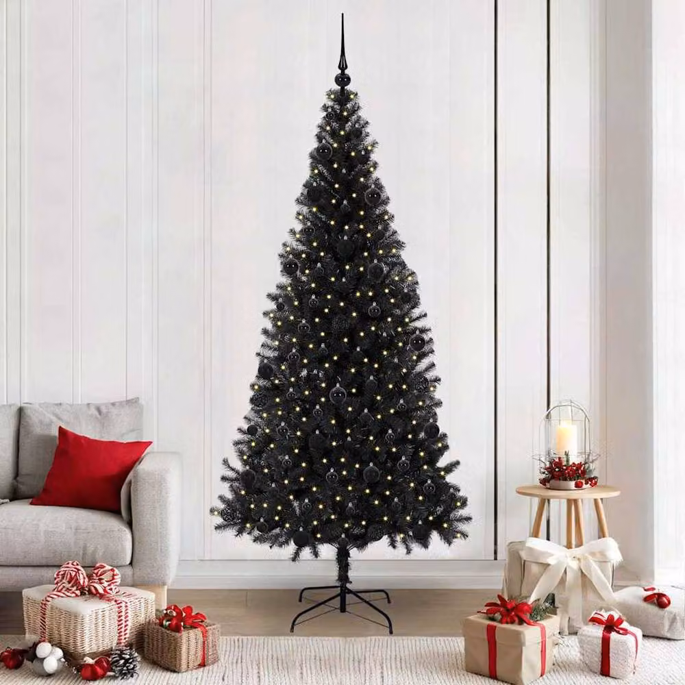 Berkfield Home Lush Christmas Tree with 300 LEDs and Stand, Black, Height: 210 cm – 2