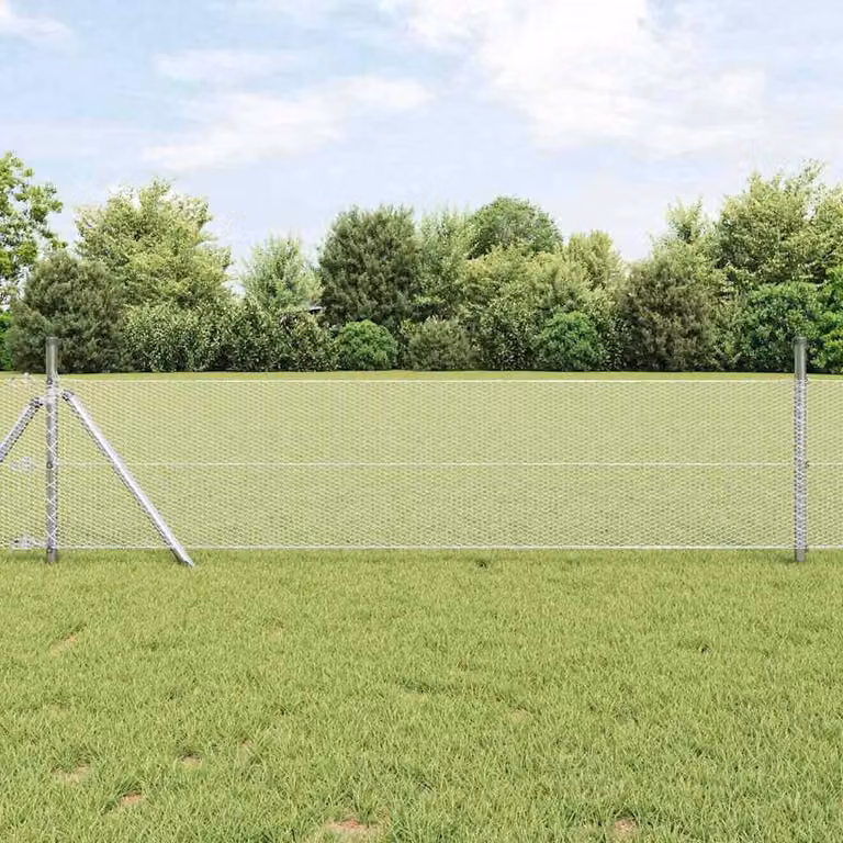 Berkfield Home Silver Galvanised Steel Hexagon Wire Mesh Fence, H: 60 cm x L: 50 m