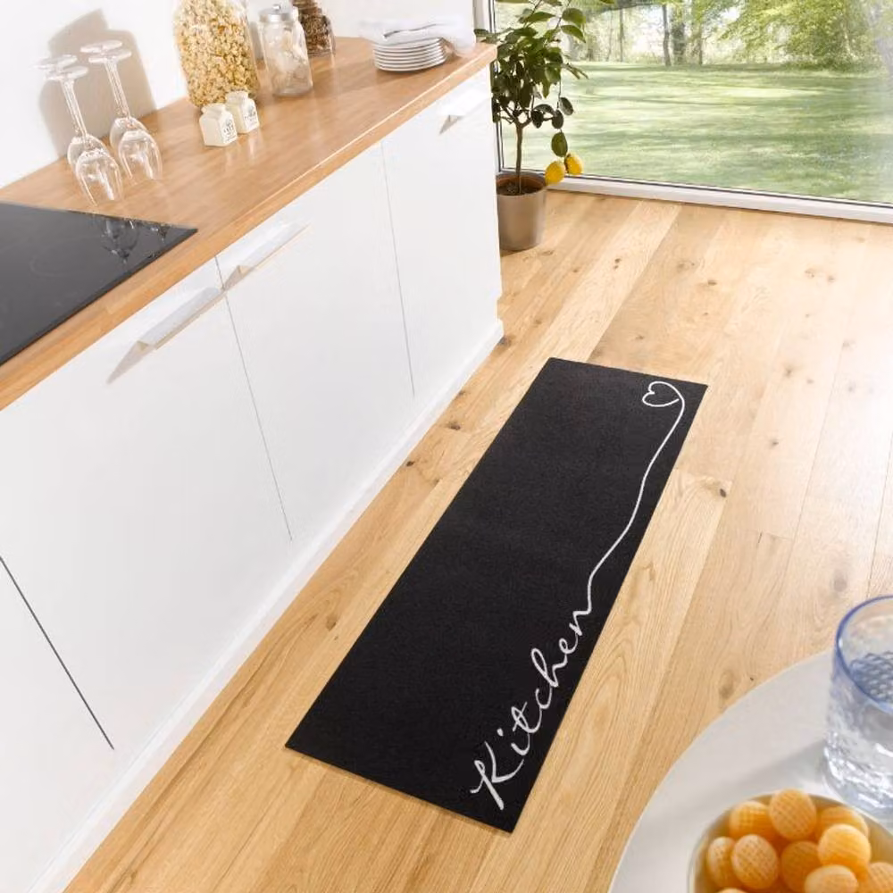 THE RUGS Washable Polyamide Non-Slip Kitchen Rug and Runner in Black, W: 50 cm, L: 150 cm – 2