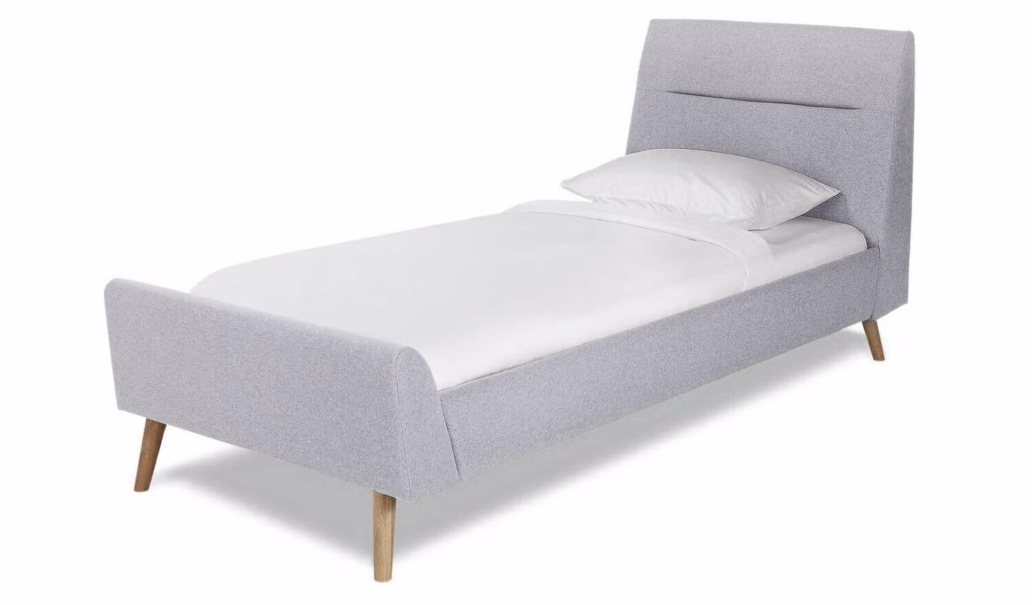 Finn Single Upholstered Fabric Bed Frame in Grey Petrol, W/D/H: 100 x 200 cm