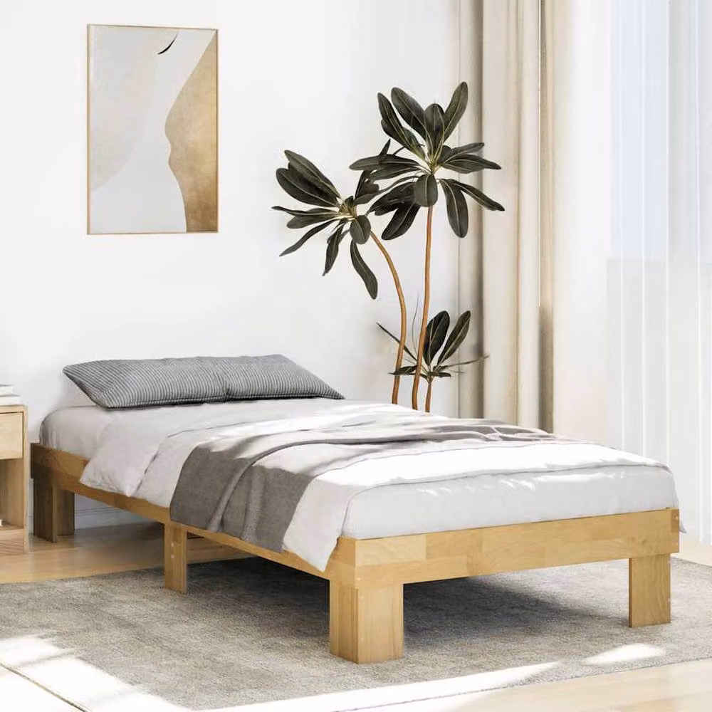 Berkfield Home Beautiful Small Single Solid Wood Bed Frame in Brown, W/D/H: 190 x 78 x 29 cm – 2