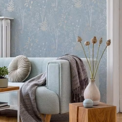 Superfresco Easy Duck Egg Metallic Organics Floral Wallpaper in Green Art Nouveau Botanical Design – 2