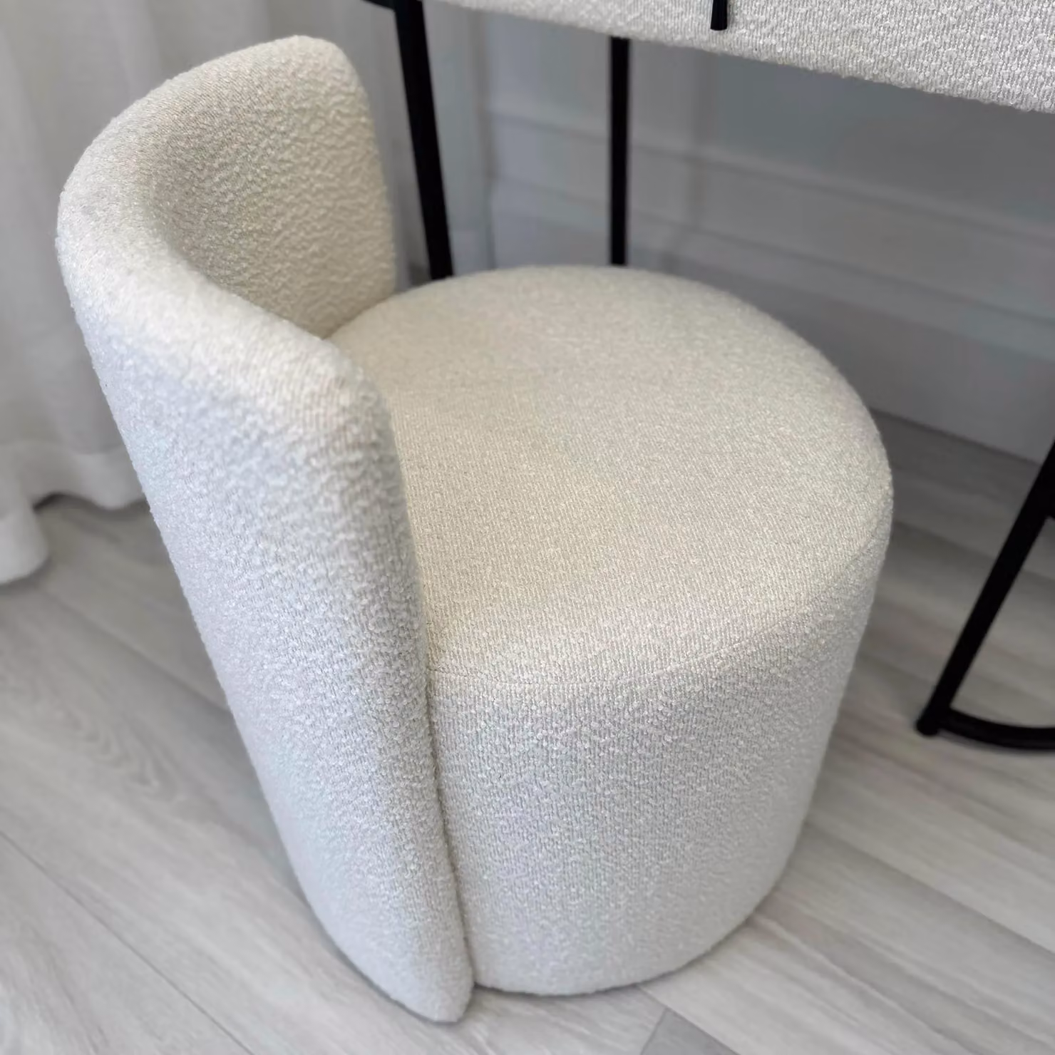 FABS Lottie Ivory Bouclé Fabric Footstool, W/D/H: 50.5 x 47 x 63 cm – 3