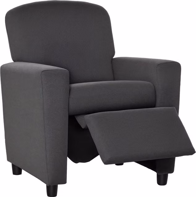 HOMCOM Kids Recliner Sofa with Footrest, Grey Linen Upholstered Armchair for Playrooms – 1