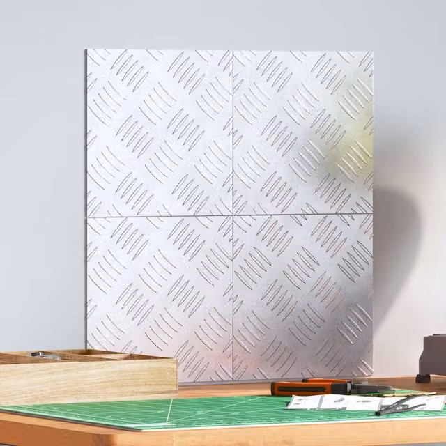Berkfield Home Silver Aluminium Anti-Slip Checker Plate Sheets, 4 Pack, W/D/H: 20 x 20 x 0.16 cm