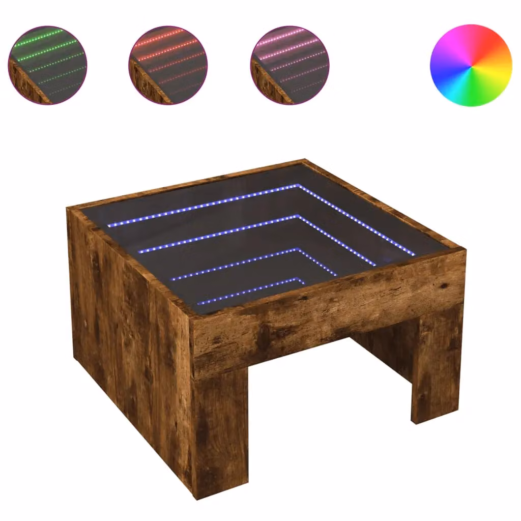 Berkfield Home Infinity LED Coffee Table in Smoked Oak Brown, W/D/H: 50 x 50 x 30 cm – 2