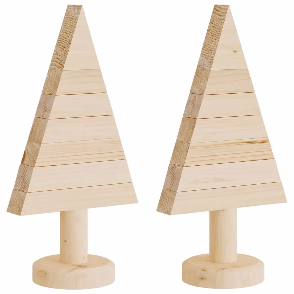 Berkfield Home Set of 2 Rustic Brown Solid Wood Pine Tabletop Christmas Trees, Height: 30 cm – 2