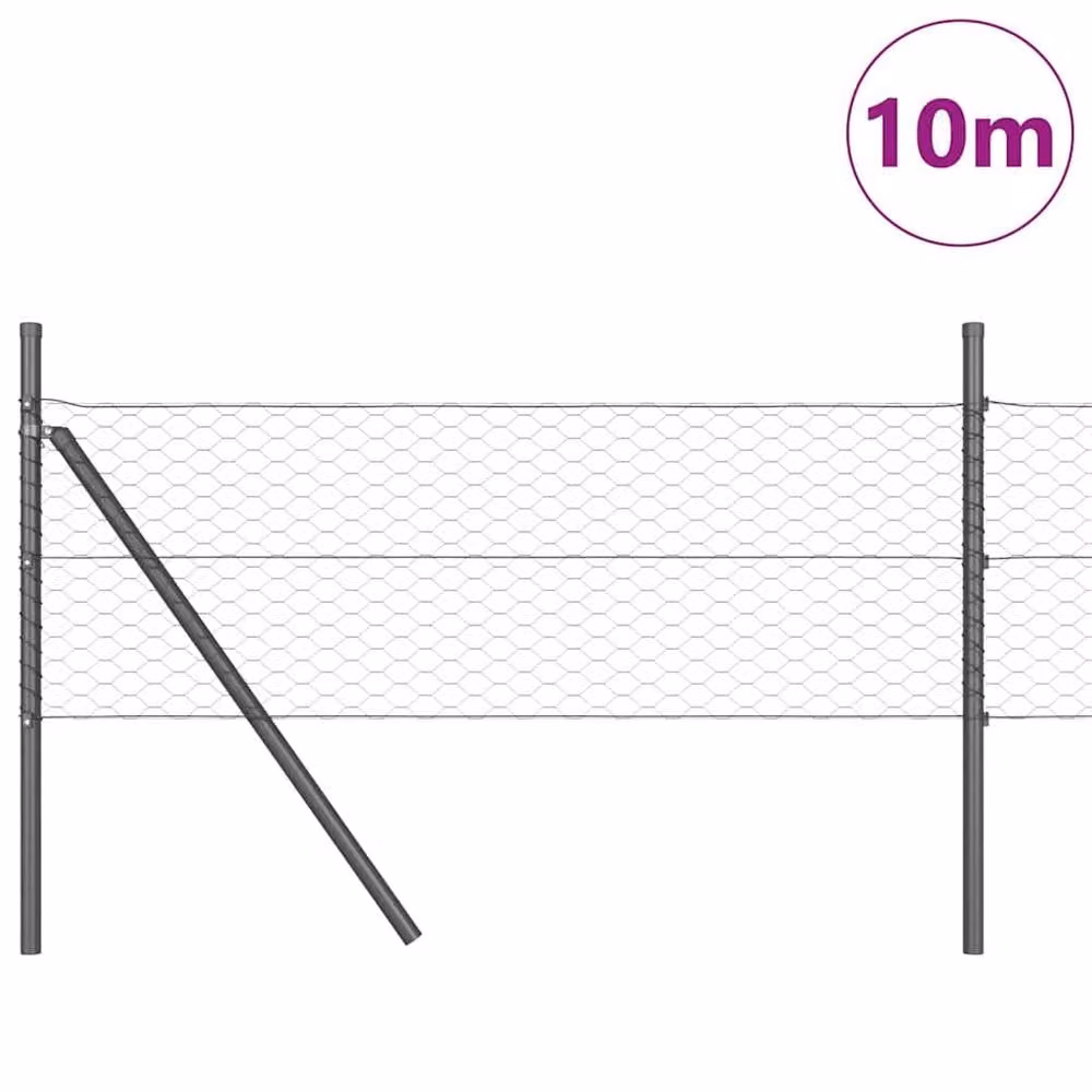 Berkfield Home Grey Steel Hexagon Fence, H: 40 cm x W: 10 m – 3
