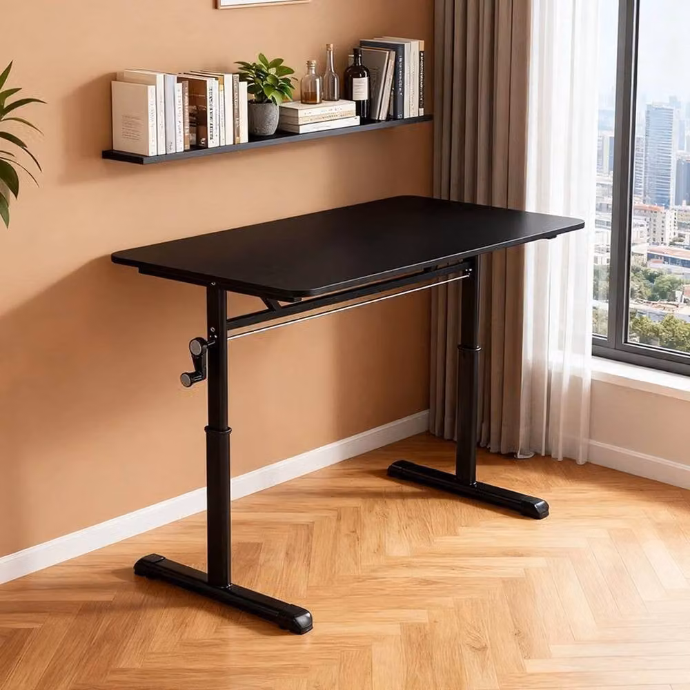KORVIXA Electric Height Adjustable Desk in Black, W: 100 cm, D: 60 cm – 3