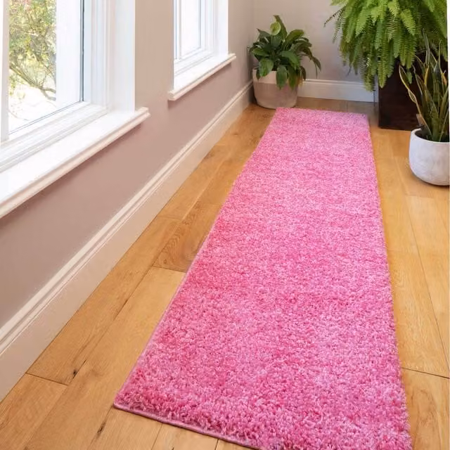 The Rug House Soft Value Shaggy Area Rug in Barbie Pink, W: 230 cm, D: 60 cm