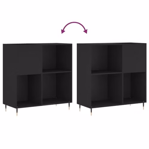 vidaXL Classic Record Cabinet in Black, W/D/H: 84.5 x 38 x 89 cm – 4