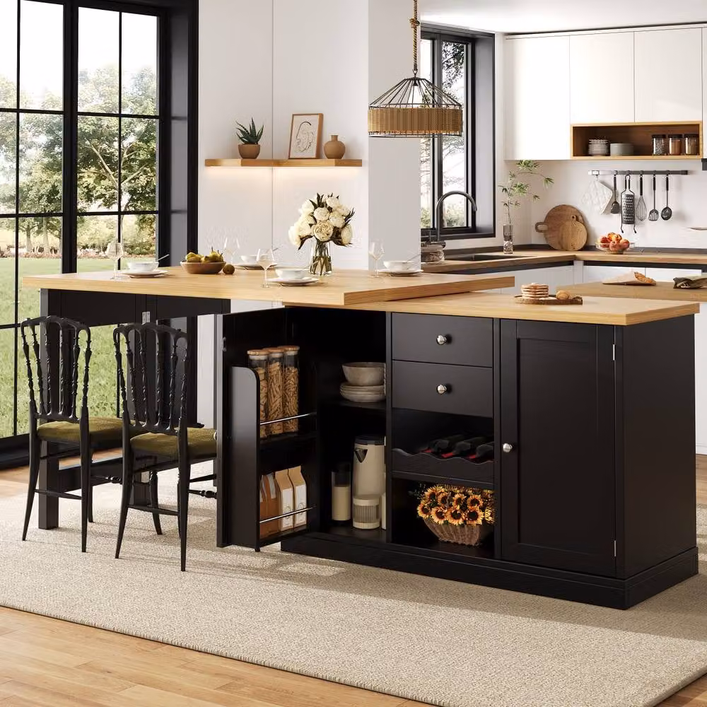 Matteo Extendable Dining Table and Sideboard Combo in White and Black – 3