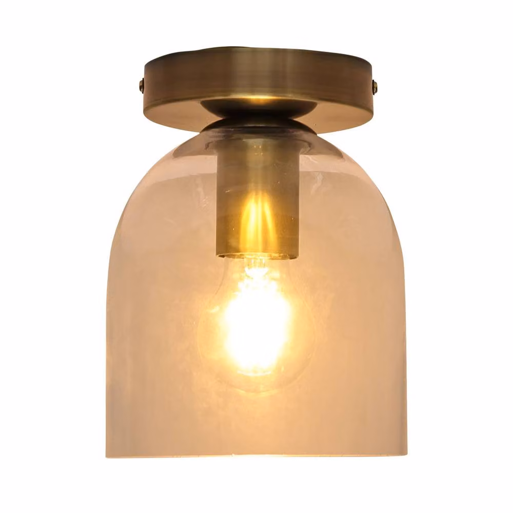 First Choice Lighting Belten Set of 2 Glass Cloche Ceiling Light Fittings in Gold/Brass and Transparent – 2