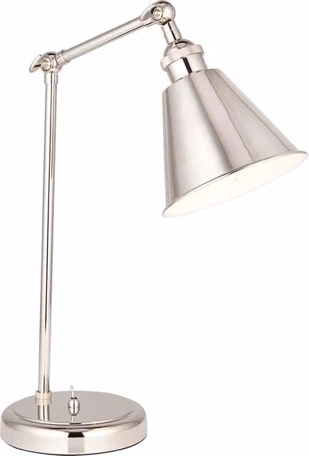 Perch & Parrow Cono Modern Metal Table Light in Silver and White