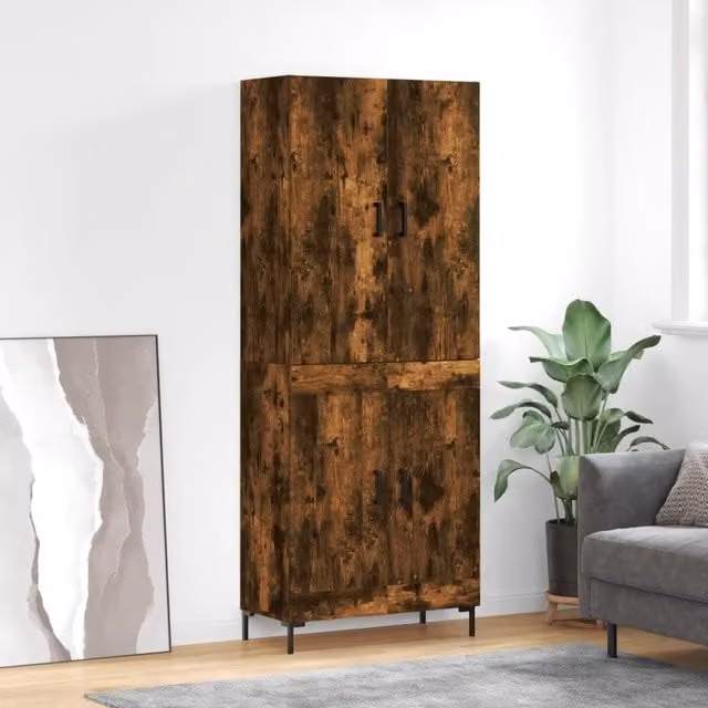 Berkfield Home Smoked Oak Highboard in Brown, W/D/H: 69.5 x 34 x 180 cm – 1