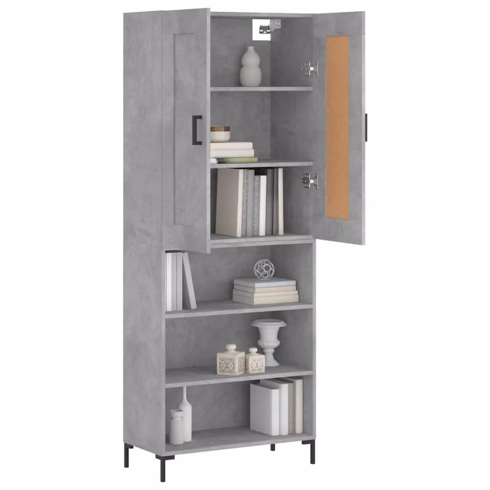 Berkfield Home Highboard in Concrete Grey, W/D/H: 69.5 x 34 x 180 cm – 2