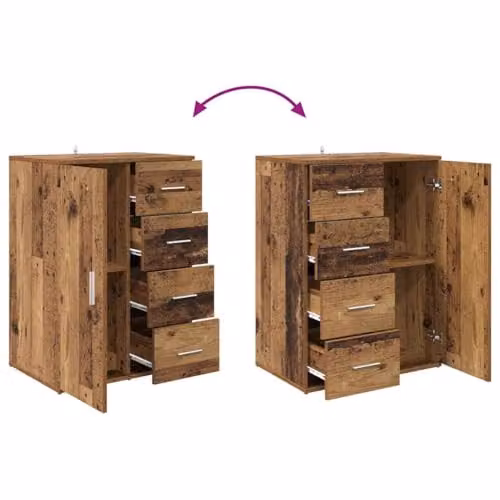 vidaXL CORONA Set of 2 Modern Sideboards in Old Wood Brown, W/D/H: 59 x 39 x 80 cm – 4