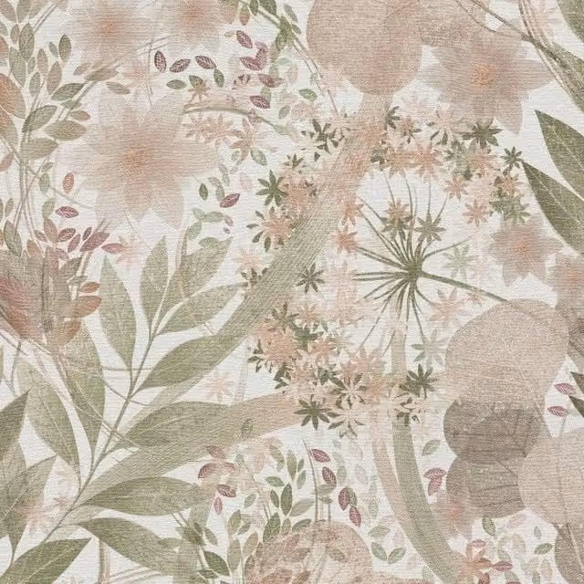 Erismann Secret Grove Botanical Floral Vinyl Wallpaper in Baby Pink
