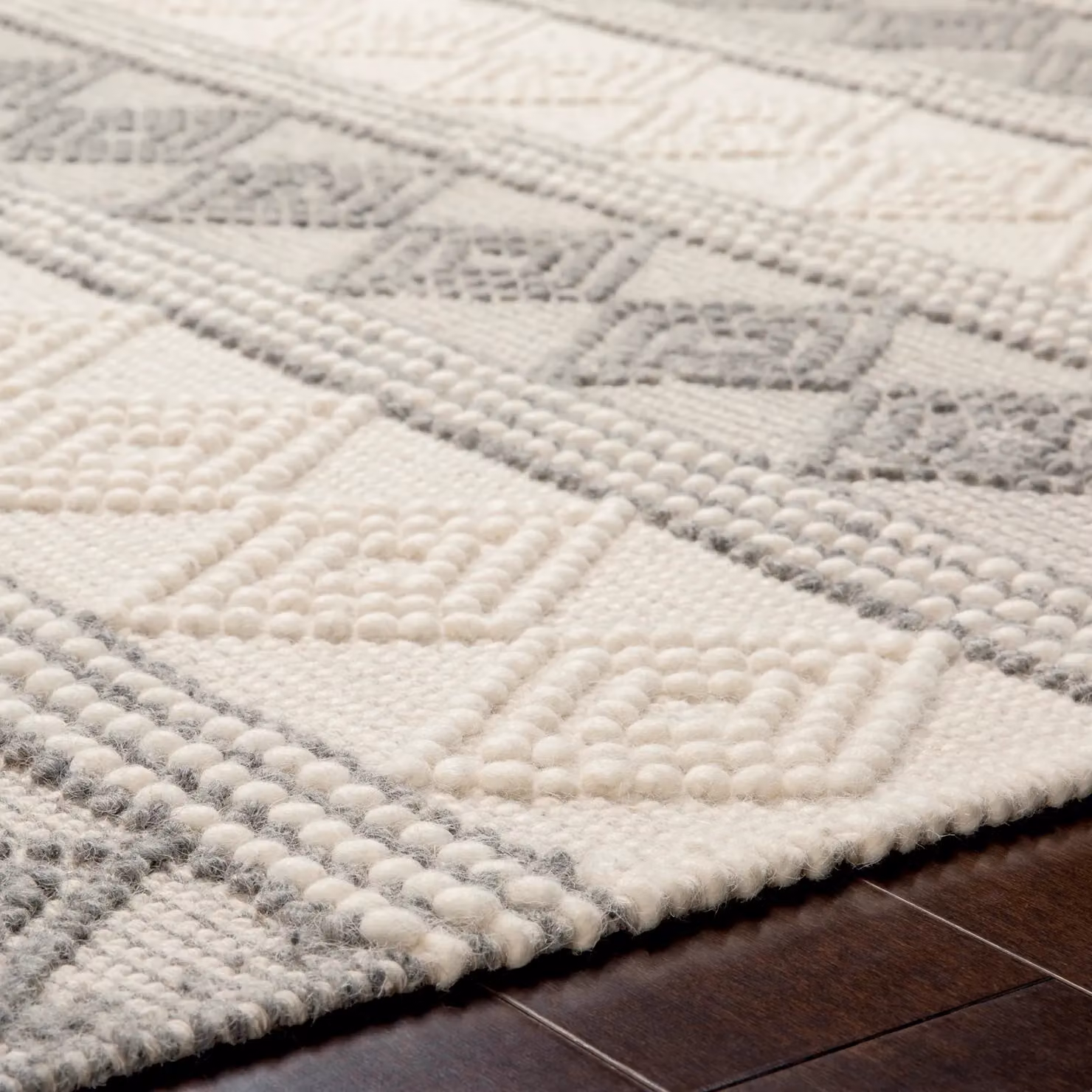 Livabliss Hygge Hand Woven Wool Cottage Rug in Grey, W: 150 cm, D: 230 cm – 3