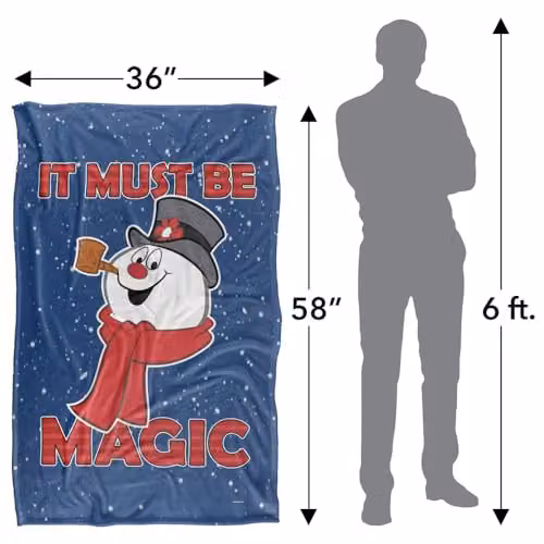 LOGOVISION Frosty The Snowman It Must Be Magic Super Soft Silky Fleece Blanket, Multicolour and Blue – 4