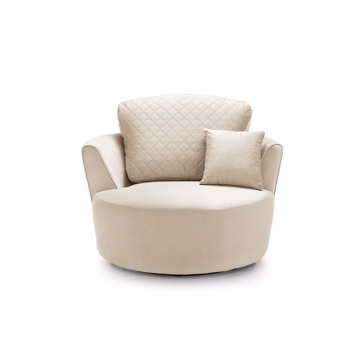 Abakus Direct Chicago Swivel Tub Armchair in Beige Velvet, W/D/H: 115 x 115 x 90 cm – 2