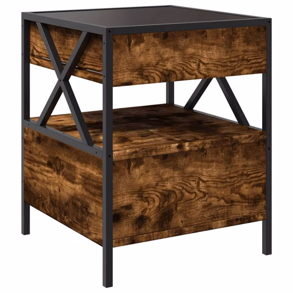 Berkfield Home Infinity LED Decorative Coffee Table in Smoked Oak and Brown, W/D/H: 40 x 40 x 51 cm – 4