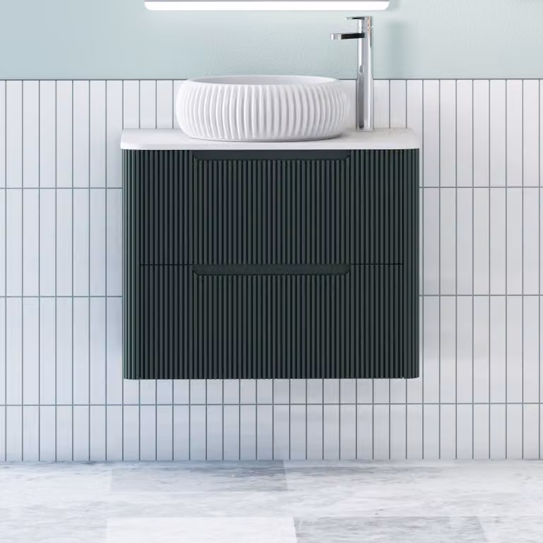 Royal Bathrooms Avenza Wall Hung Vanity Unit with Milan Basin, Moss Green and White, Depth: 60 cm
