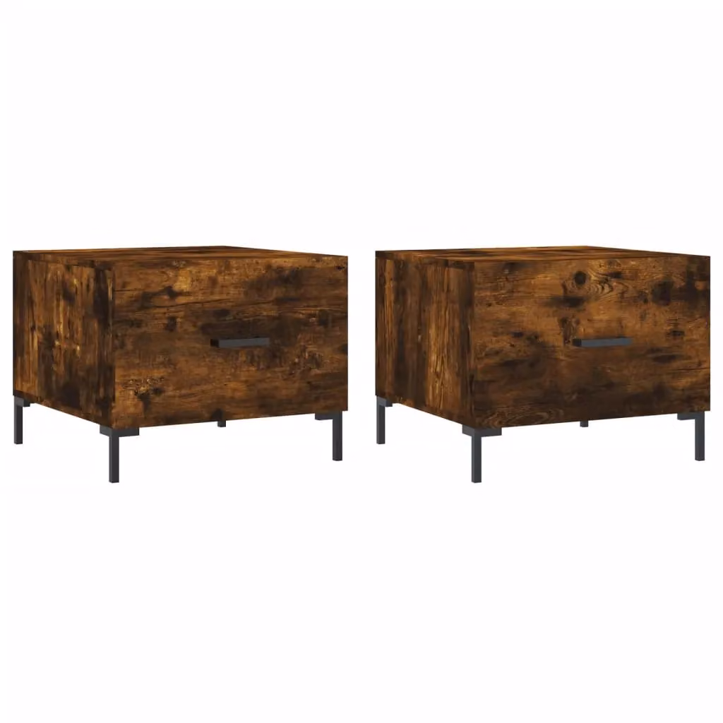 Berkfield Home Set of 2 Smoked Oak Coffee Tables in Brown, W/D/H: 50 x 50 x 40 cm – 2