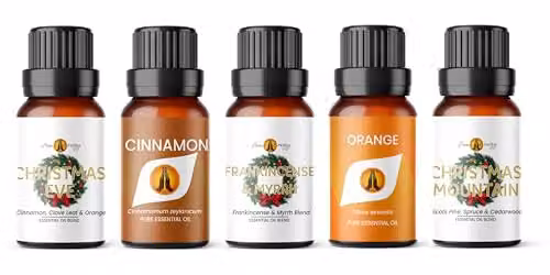 Aroma Energy Festive Christmas Essential Oil Set, 100% Pure, Transparent