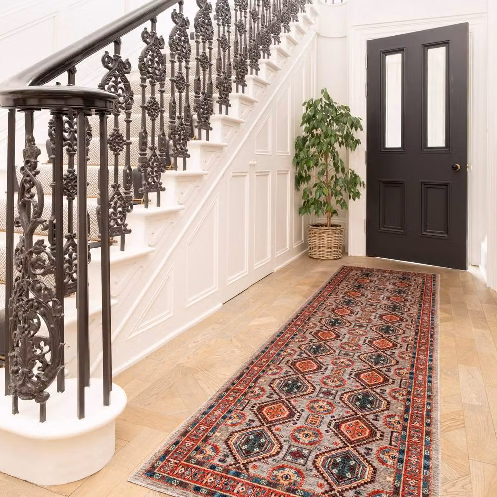Kukoon Multicolour Traditional Persian Oriental Area Rug with Velvet Texture, W: 80 cm, L: 300 cm – 5