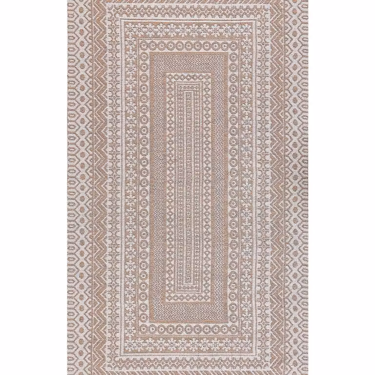 Wyld and Coco Beige and White Jute and Wool Blend Geometric Handwoven Rectangular Rug W: 80 cm, L: 150 cm