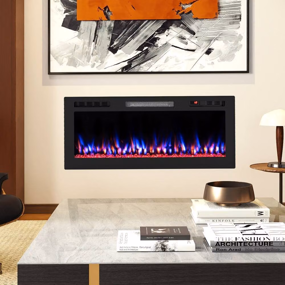 Costway Black Recessed Electric Fireplace Heater with App Control and WiFi, 1500W, W: 101.6 cm, H: 101.6 cm – 8