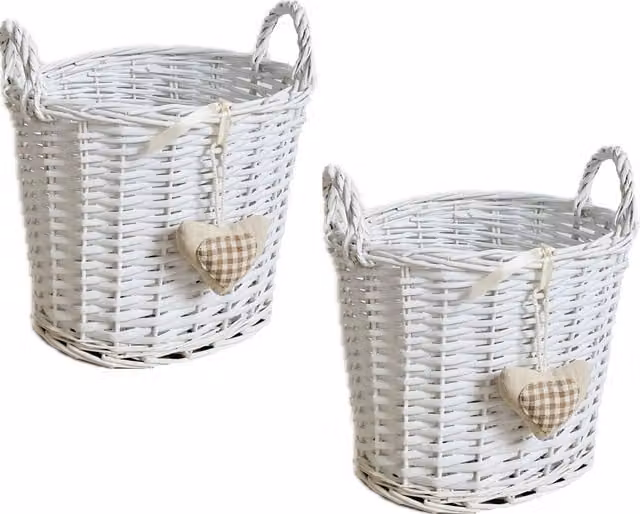 Topfurnishing Stackable White Rattan Kitchen Fruit Storage Basket, Diameter: 24 cm