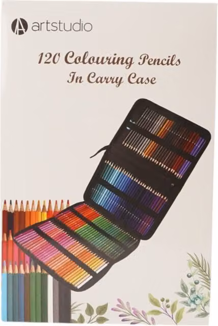 Art Studio 120 Piece Multicolour Pigment Colouring Pencils Set with Zip Up Case