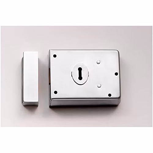 Loops Traditional Contract Rim Deadlock Satin Chrome Door Latch W: 102 mm, H: 76 mm