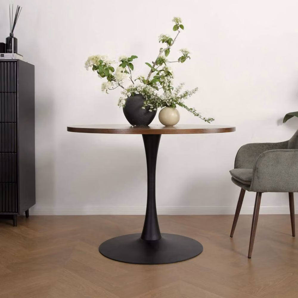 Home Garden Direct Paris Walnut Round Dining Table, 4 Seater, Brown, W/D: 100 x 100 cm – 2