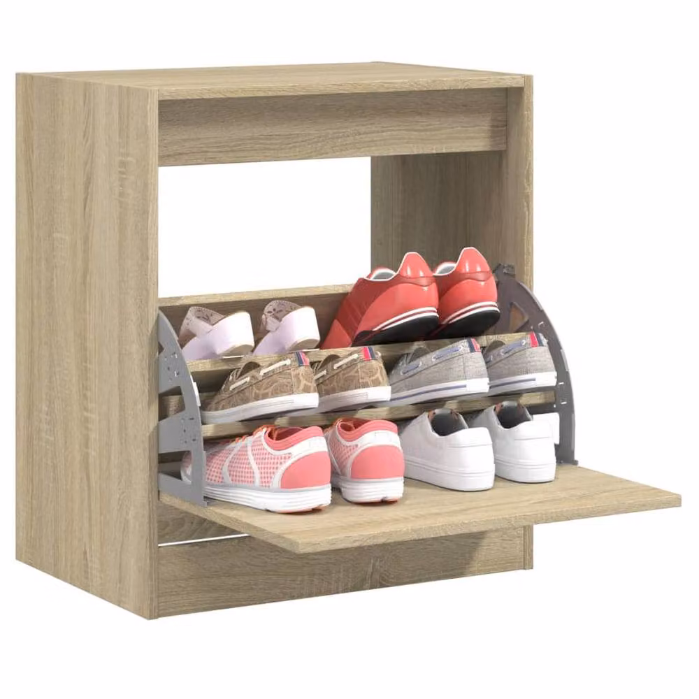 Berkfield Home Sonoma Oak Shoe Cabinet in Beige, W/D/H: 60 x 42 x 69 cm – 2