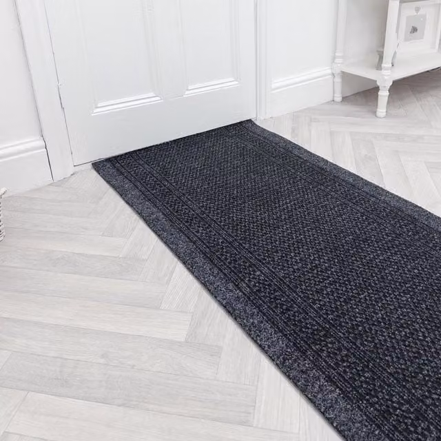 runrug Aztec Hallway Carpet Runner Rug in Black, W/D/H: 80 x 180 x 0.7 cm